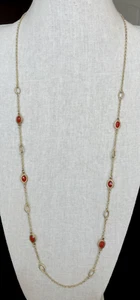 JUDITH RIPKA 36" Verona Gold-Plated SS Red Agate Station Chain Necklace - NWT - Picture 1 of 11