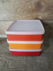 Tupperware 3 Stück Vintage Sandwichbehälter eckig weg Aufbewahrung - Bild 1 von 6