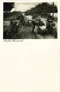 WW2 Wehrmacht Postcard, Motorcycle on March 1940s, 3rd Reich Germany - Picture 1 of 2