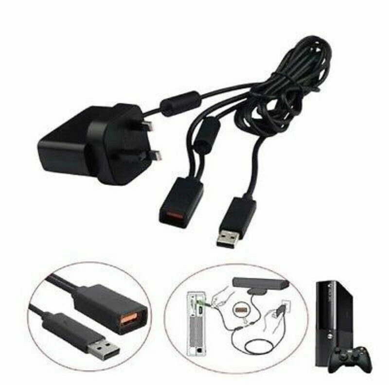 MICROSOFT XBOX 360 KINECT SENSOR MAINS POWER SUPPLY ADAPTER UK AC USB - Image 1 of 1