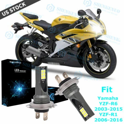 Bombillas de faros LED H7 para Yamaha YZF-R6 2003-2015 YZF-R1 07-2014 súper brillantes Foto 1 de 4