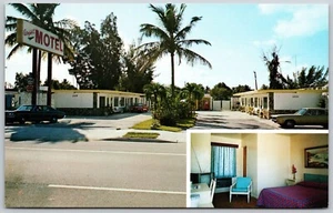 Postcard Florida West Palm Beach Airport Airlines Motel Dual View Advertising - Picture 1 of 2