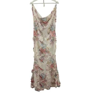 Pretty LittleThing Women’s Maxi Cowl Neck White Floral Ruffle Dress Size 6 - Picture 1 of 5