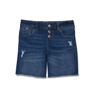 Wonder Nation Midi Distressed Denim Shorts Girls Pullon, Size Medium (7-8) - Picture 1 of 3