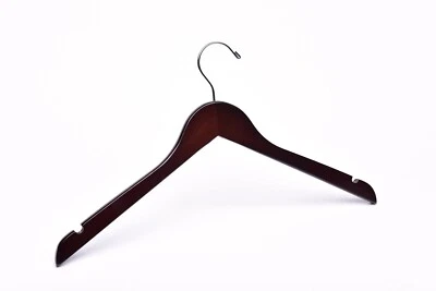 Adult Dark Walnut Wooden Top Hangers - Silver or Gold Hook (100, 50, or 25 Pack) - Image 1 of 4