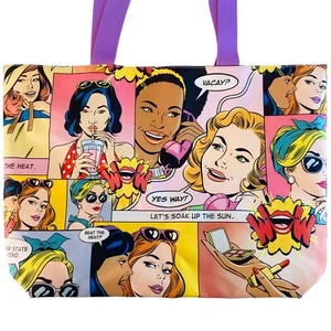 Bolso de Mano ESTEE LAUDER Cómic Tema Playa, Bolso Shopper, Grande 12x17 NUEVO - Imagen 1 de 8