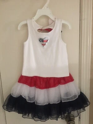 Vestido patriótico para niñas.  Conjunto falda y top talla. 3T Foto 1 de 4