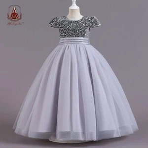 Shiny Sequins Girl Halloween Costume Long Maxi Kid Dress Girl Luxury Party Dress - Picture 1 of 22