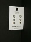 ANN TAYLOR LOFT SOFT SILVER ROPE STUD EARRING SET NEW WITH TAGS