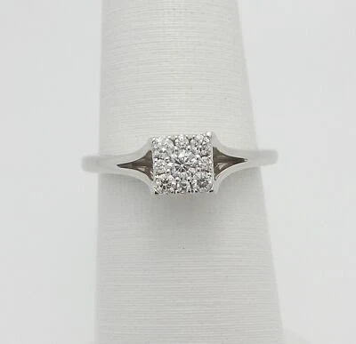 1/4CT NATURAL DIAMOND HALO ENGAGEMENT WEDDING BRIDAL RING BAND 10K WHITE GOLD - Image 1 of 4