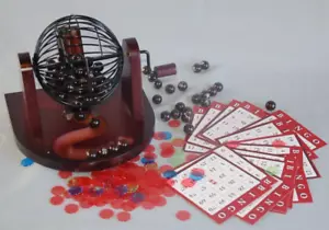 CARDINAL Game Gallery ~ Solid Wood BINGO ~ Cage, Balls, Cards, Chips ~ VGC - Picture 1 of 3