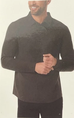 32 Degrees Heat Shirt Adult Large Dark Brown Polo Long Sleeve Button Up Mens L - Image 1 of 2