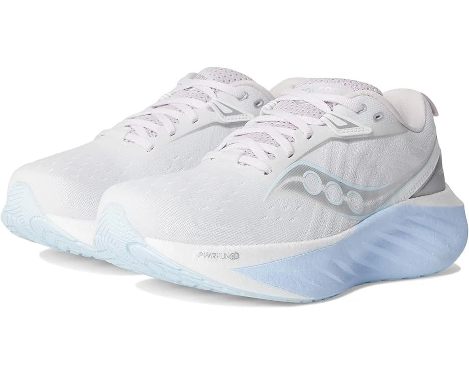 Saucony® Women's 8 B Triumph 22 Road Running Shoes in White/Ice Melt - Image 1 of 4