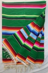 Manta Serape Lana SALTILLO RAINBOW Mexicana De Colección 6' X 4' Hermosos Colores - Imagen 1 de 3