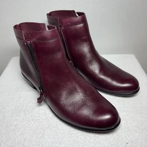 ECCO Women's Size 9 - 9.5 Burgundy Zippered Ankle Boot EU 40 EUC - Picture 1 of 10
