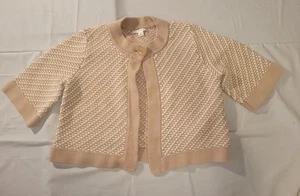 Cárdigan Banana Republic para mujer talla L tostado/blanco abierto media manga corta Preppy - Imagen 1 de 8