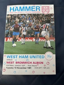 West Ham United v West Bromwich Albion - 10/11/81 League Cup 3rd Rnd, Programme - Picture 1 of 2