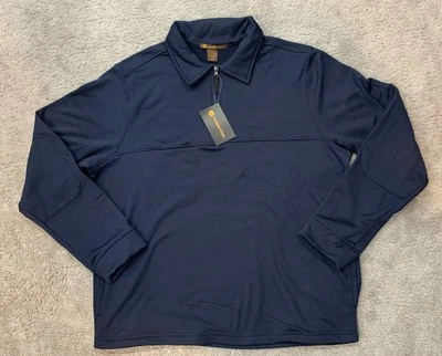 Camisa Pullover Harrington Hombres 1/4 Cremallera Manga Larga Poliéster Azul Marino Bolsillos XL Foto 1 de 4