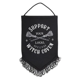 Support Your Local Witch Coven Hanging Fabric Wall Banner Witch Pagan Magic - Picture 1 of 2