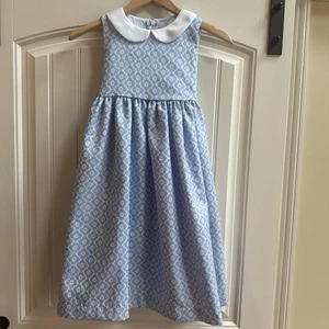 Maggie Breen Too Dress Little Girl 6X  Peter Pan Collar Floral Lt. Blue Long - Picture 1 of 6