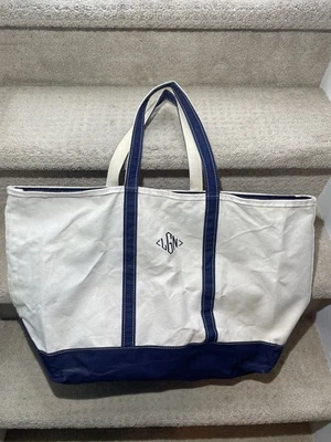 Bolso de Mano LL Bean Barco con Cremallera, Lona XL, Azul, Bolso de Mano Hecho en EE. UU. Foto 1 de 4