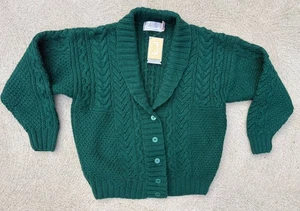 Vintage 1990er grün Wolle Zopfmuster Pullover neu aus altem Lagerbestand XL Brust 48 Susan Bristol - Bild 1 von 10