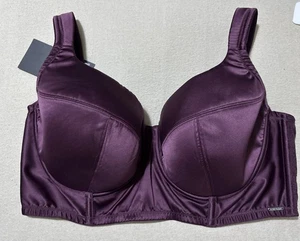 M&S AUTOGRAPH SATIN & LACE BUSTIER FULL CUP BRA In PURPLE size 40D - Picture 1 of 6