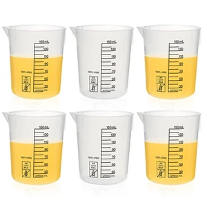 Wissenschaftliche stapelbare graduierte Kunststoffbecher 6 Stück Vol. 150ml 5,07oz mit E... - Bild 1 von 7