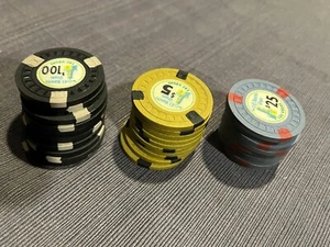 10 Of Each El Rancho Vegas Hotel $5.00, $25 & $100 Casino Chips Hub Mold Vegas - Picture 1 of 3