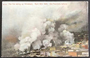 Postal El fuego comiendo Chinatown San Francisco terremoto A7 - Imagen 1 de 2