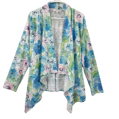 Chaqueta de malla vintage Erin London talla mediana multicolor ligera manga larga Foto 1 de 4