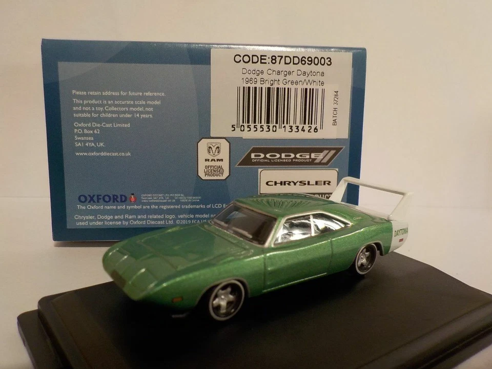 Modelo de coche, Dodge Charger Daytona 1969 - verde, 1/87 nuevo Oxford 87DD69003 Foto 1 de 1