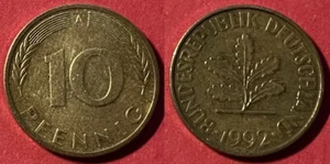 Germany 1992 A 10 Pfennig KM-108 Brass clad steel VF+ #9 - US Seller - Picture 1 of 1