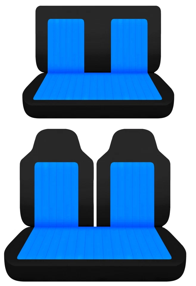 Se adapta a Dodge Dart 1972 fundas de asiento delanteras y traseras algodón negro y azul Foto 1 de 4