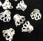1000 Silver Plated Filigree Bell Bead Caps 8mm E605SP