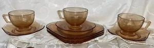 New Martinsville Pink/orange Depression Glass 9 Pc Cup, saucer, plates - Picture 1 of 5