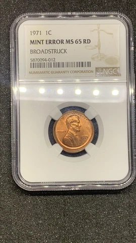 1971 1C MINT ERROR MS 65 RD BROADSTRUCK Cover