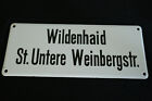 altes Emailschild Wildenhaid St. Untere Weinbergstr Emaille Haltestelle Bus/Bahn