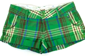 Jezebell Teenager grün karierte Shorts Gr. 9 mit 2" Schrittlänge Gürtelschlaufen Gesäßtaschen - Bild 1 von 7