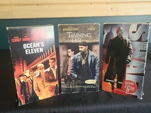Classic VHS Tape Lot 3~ Shaft~ Training Day~Oceans Eleven ~ Adventure Action - Picture 1 of 16