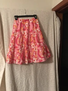Gymboree Blooming Nautical Poppy Skirt Girls Size 9 Pink White Orange Flowers - Picture 1 of 12