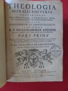 1757 ROME /  THEOLOGIA MORALIS UNIVERSA COMPLECTENS / ANTOINE / LEATHER - Picture 1 of 21