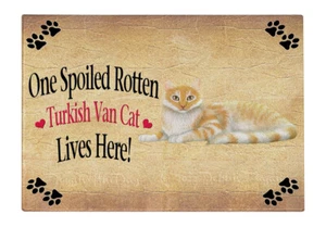 Spoiled Rotten Turkish Van Cat Glass Cutting Board Kitchen Chopping Meat - Picture 1 of 1