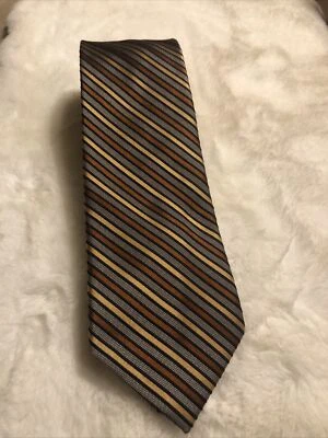 Шелковый мужской галстук Bruno Piattelli Roma ручной работы коричневый в полоску ручной работы - Изображение 1 из 3