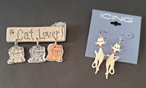 Broche broche de cerámica para amantes de los gatos y pendientes colgantes para gatos de Claire - Imagen 1 de 12