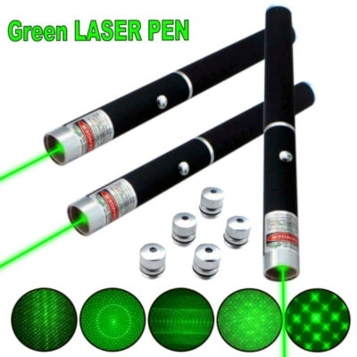 3pcs 1mW Green Light Beam Pointer Pen Visible Optical Maser Starry w/ 5 Heads - Image 1 of 4
