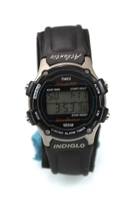 Timex Atlantis Reloj Mujer Negro Gris Plástico 100m Fecha Alarma Cronómetro Temporizador Cuarzo Foto 1 de 4