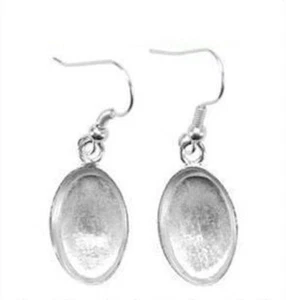 1 par de soportes para pendientes colgantes ovalados chapados en plata de 12x18 mm * - Imagen 1 de 1