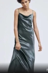 Neu mit Etikett Banana Republic Schlupfkleid Wasserfallausschnitt metallisch Maxikleid 4 - Bild 1 von 10