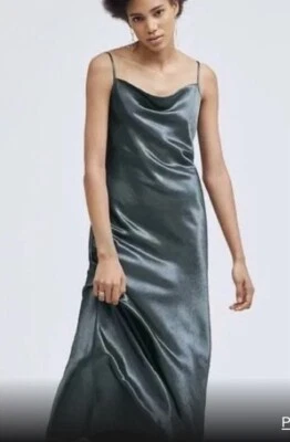 NWT  Banana Republic Slip Dress Cowl Neck Gunmetal  Maxi  Dress 4 - Image 1 of 4